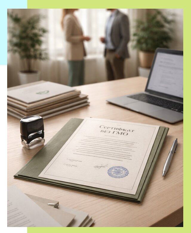 Сертификат без ГМО в Ступине от 7796 р. оформить срочно Алешин-Стп